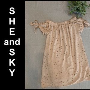 She and Sky Off-Shoulder Short Sleeve Dress